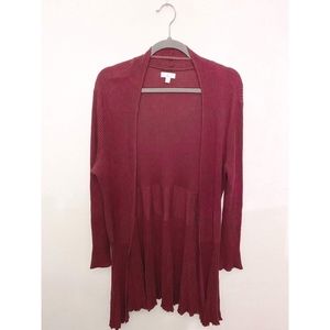 Charming Charlie Long-Sleeve Long Cardigan Maroon Size L